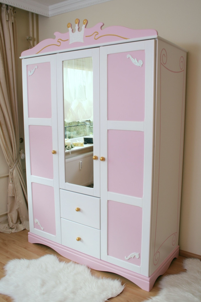 Kleiderschrank Rosa-Weiß Kutsche 3 T | Oli&amp;Niki with regard to Kleiderschrank Rosa