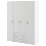 Kleiderschrank Space Weiß – 3 Schubladen | Die Möbelfundgrube Throughout Kleiderschrank 4 Türig