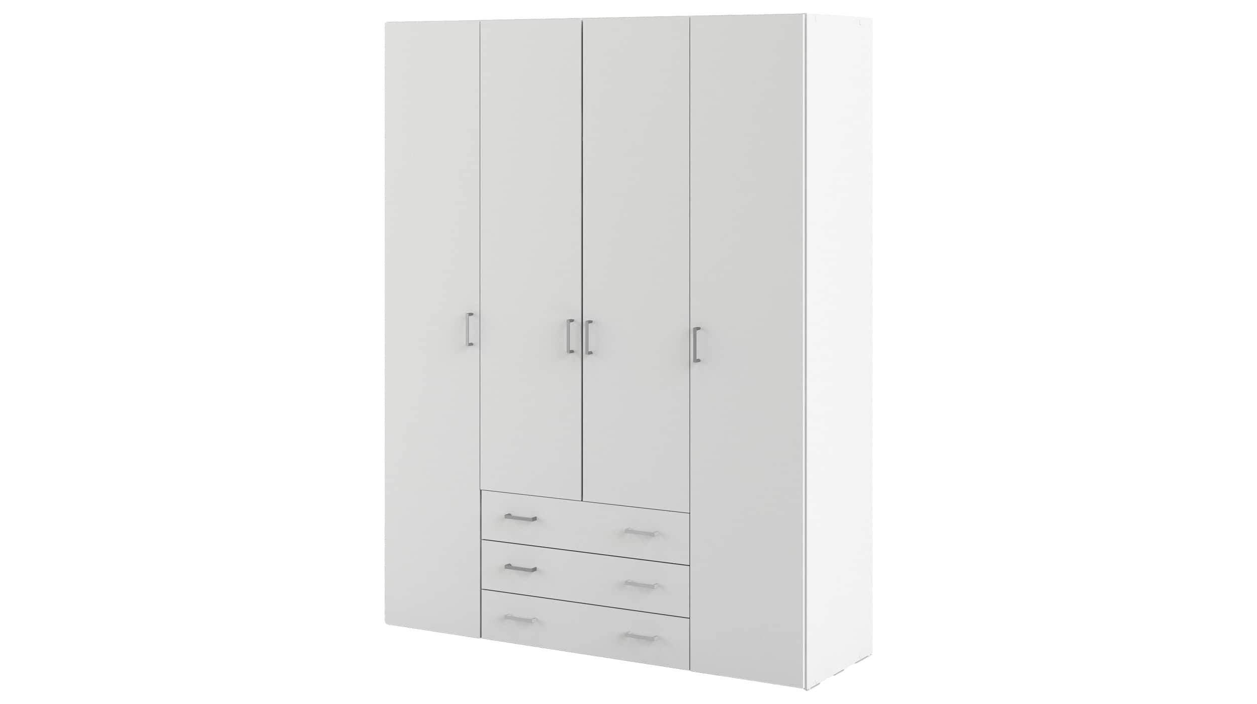Kleiderschrank Space Weiß - 3 Schubladen | Die Möbelfundgrube throughout Kleiderschrank 4 Türig