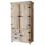 Kleiderschrank Vintage Holz Stone Garderobenschrank | Baario® For Vintage Kleiderschrank