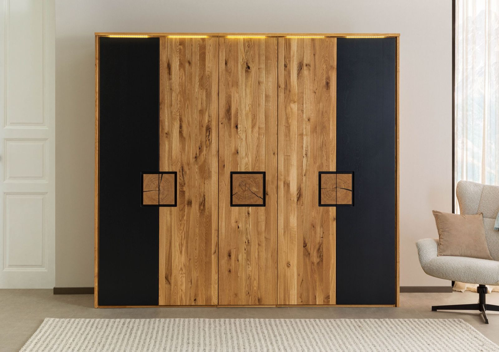 Kleiderschrank Wildeiche Basic 241X60X219 Natur Geölt/Lackiert Kitzbühel  #178 inside Kleiderschrank Wildeiche