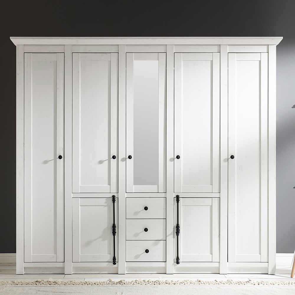 Landhaus Kleiderschrank Chelles In Weiß Mit Spiegel for Kleiderschrank Landhaus Weiß