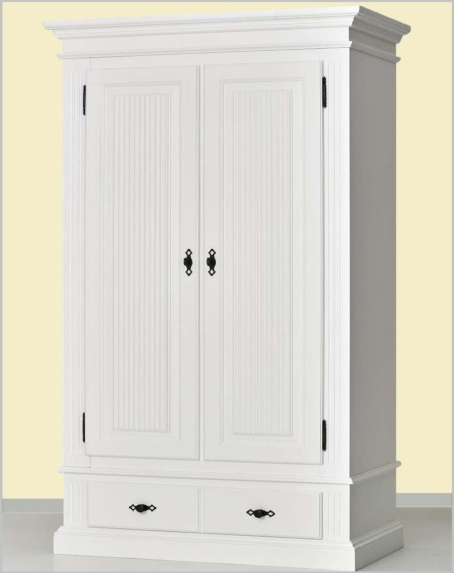 Landhaus Kleiderschrank Rügen Weiß Massivholz Garderobenschrank 2 Türig  Dielenschrank Klassik Linie Natur Lackiert Landhausstil Norden Design  Küsten throughout Kleiderschrank Landhausstil