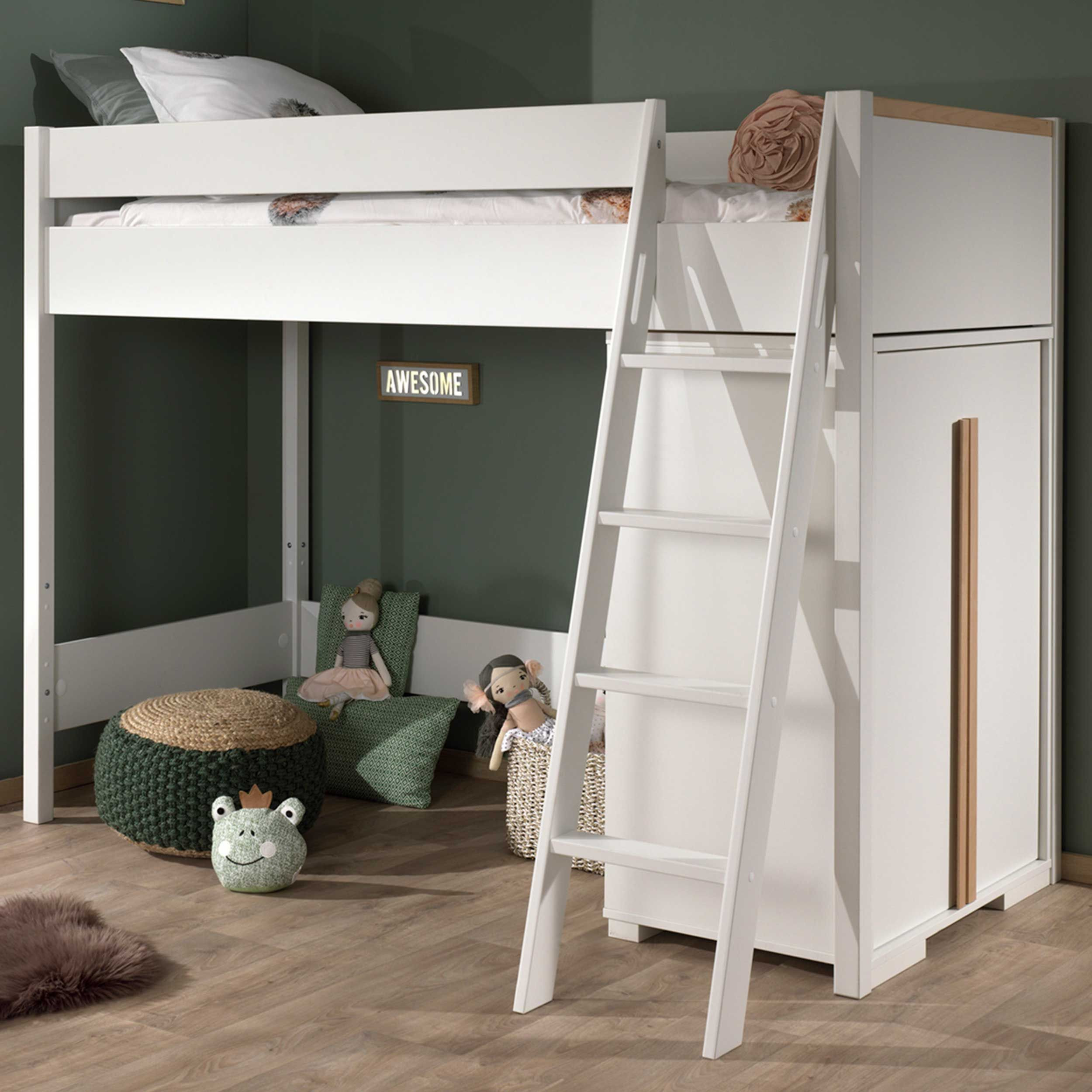 Londoner Hochbett 90X200 Mit Kleiderschrank - Weiß for Hochbett Kleiderschrank