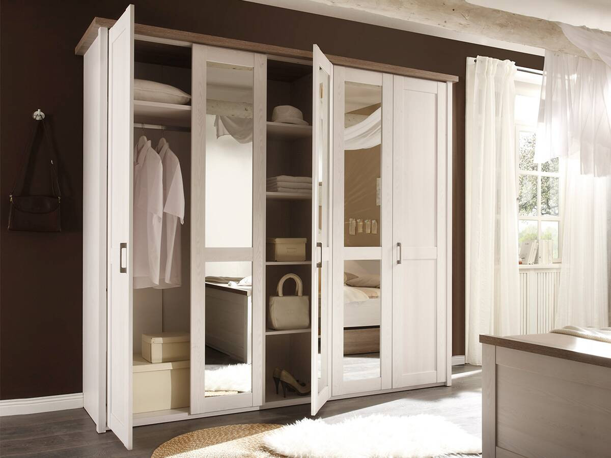 Luba Drehtürenschrank 5Trg, Material Mdf, Weiss Piniefarbig / Trüffelfarbig with regard to Kleiderschrank Drehtüren