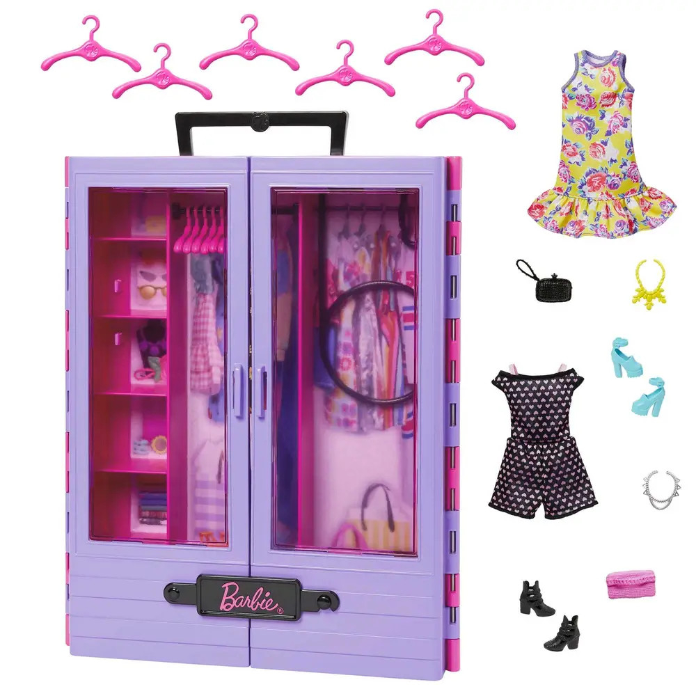 Mattel Hjl65 Barbie Fashionistas Kleiderschrank, 6 Kleiderbügel intended for Kleiderschrank Barbie