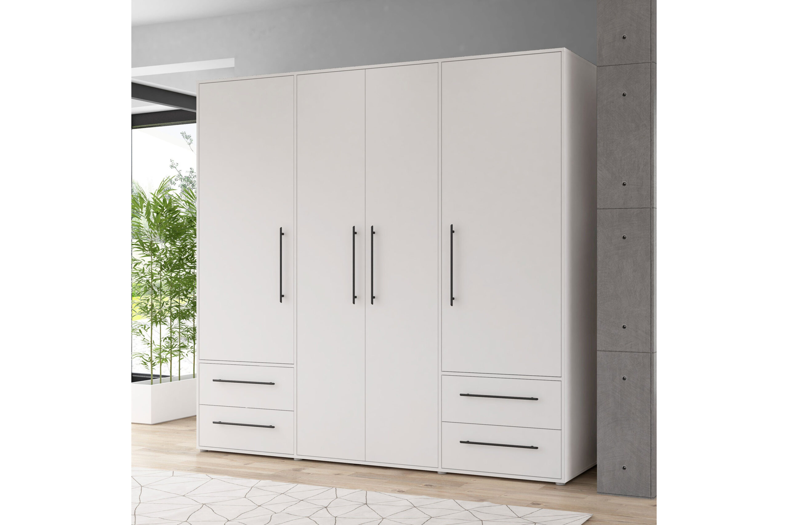 Mokkaris Von Forte - Schrank Weiß Mit 4 Türen Und 4 Schubkästen With Forte Kleiderschrank