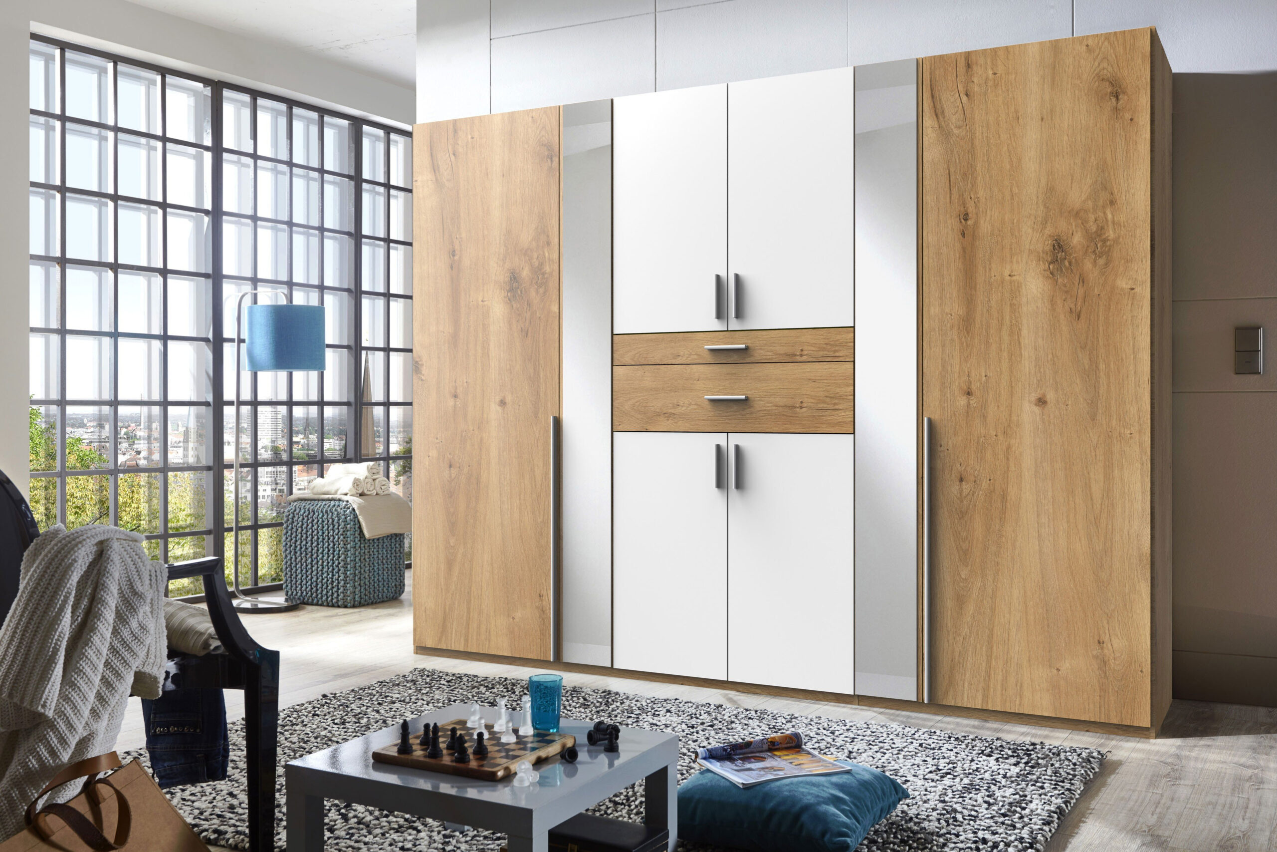 Odessa Von Wimex - Drehtürenschrank Mit Spiegel Und Schubkästen pertaining to Kleiderschrank Mömax