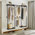 Offener Kleiderschrank Kleiderstange Wand Teleskopregal Teleskopstange  Garderobe In Teleskop Kleiderschrank