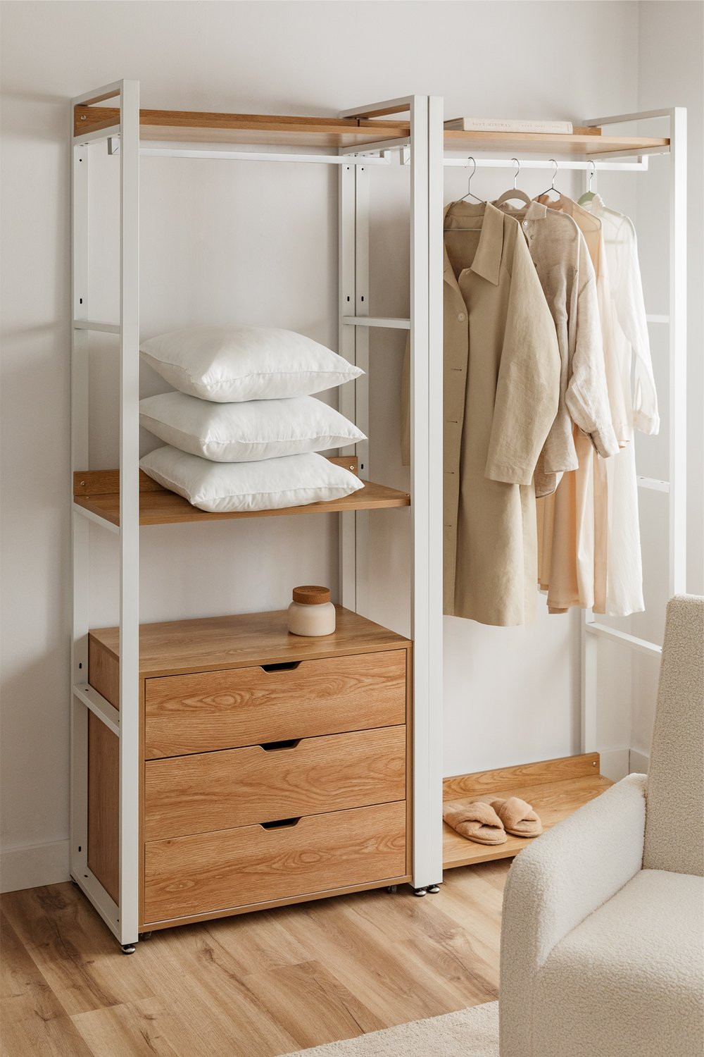 Offenes Modulares Schrankset Aus 2 Teilen Mit Kleiderstange Und Schubladen  Aus Stahl Und Holz Ariaster pertaining to Kleiderschrank Kommode