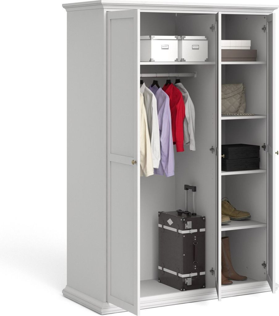 Paris Kleiderschrank 3-Türig Weiß pertaining to Kleiderschrank Pariso