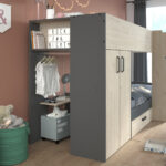 Parisot Stim2 Hochbett Etagenbett Mit Bettschubkasten  Kleiderschrank/Wäscheschrank inside Hochbett Kleiderschrank