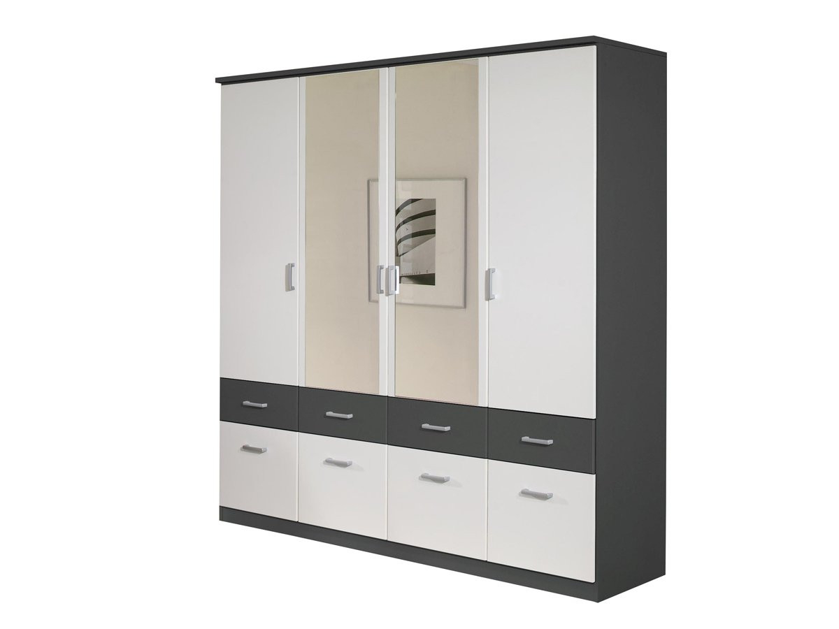 Rauch Kleiderschrank Bremen-Extra Grau-Weiß | Die Möbelfundgrube for Kleiderschrank Grau Weiß