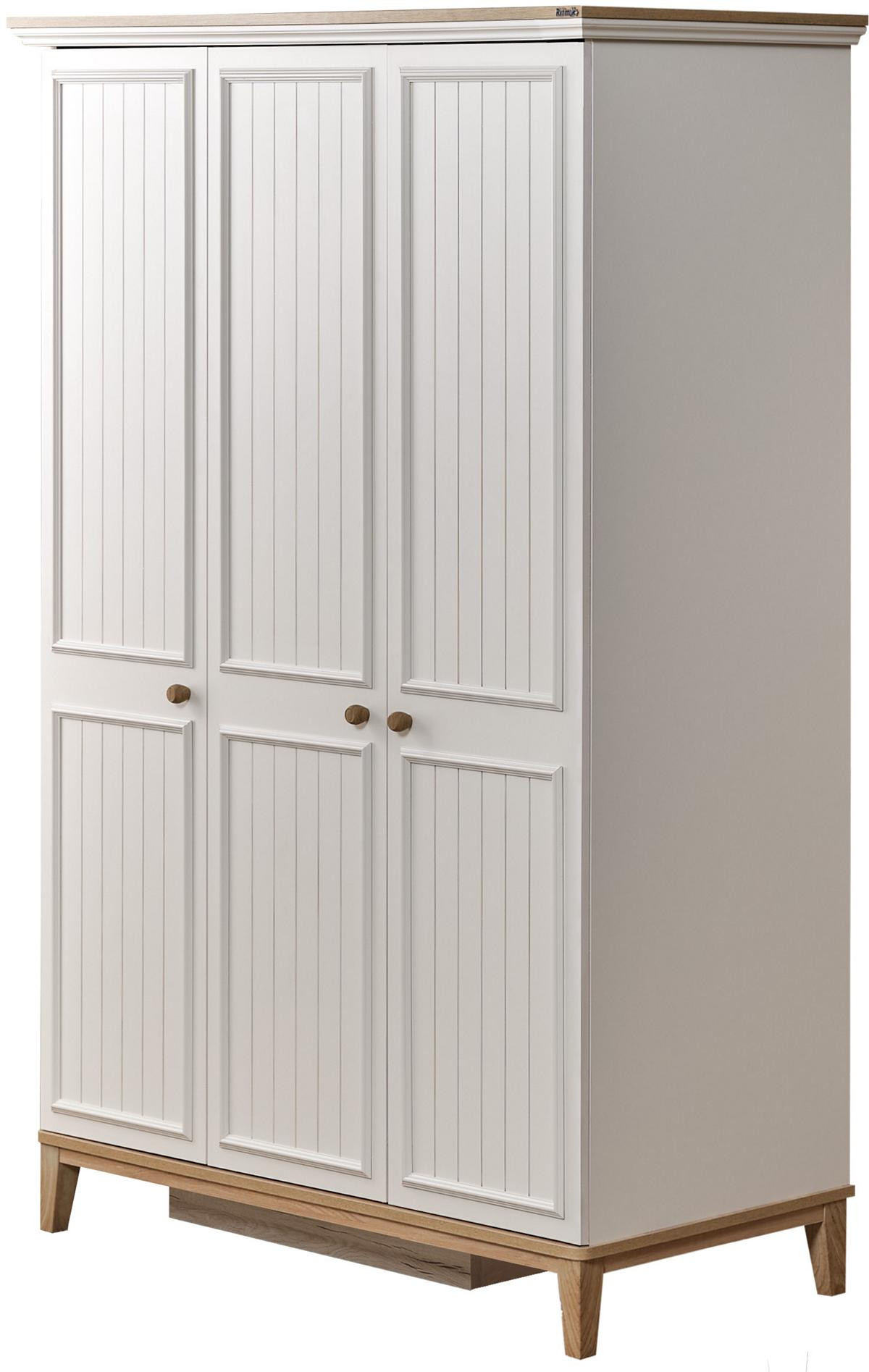 Ritmik Kleiderschrank Mirage 3-Türig Weiß Walnussoptik intended for Kleiderschrank Weiß  3 Trig