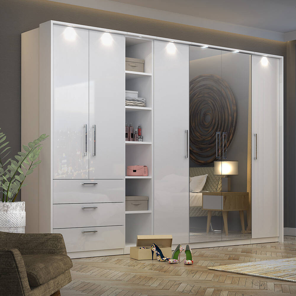 Schlafzimmer Kleiderschrank 299 Breit Weiß, Beleuchtung Olmo throughout Kleiderschrank Weiß  Hchglanz