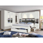 Schlafzimmer Set Lindau Kleiderschrank Bett Bettbrücke In Weiß Mit Spiegel Inside Bettbrücke Mit Kleiderschrank