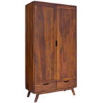Schrank Sheesham 90X45X180 Walnuss Lackiert Malmö 2 #100 With Kleiderschrank Walnuss