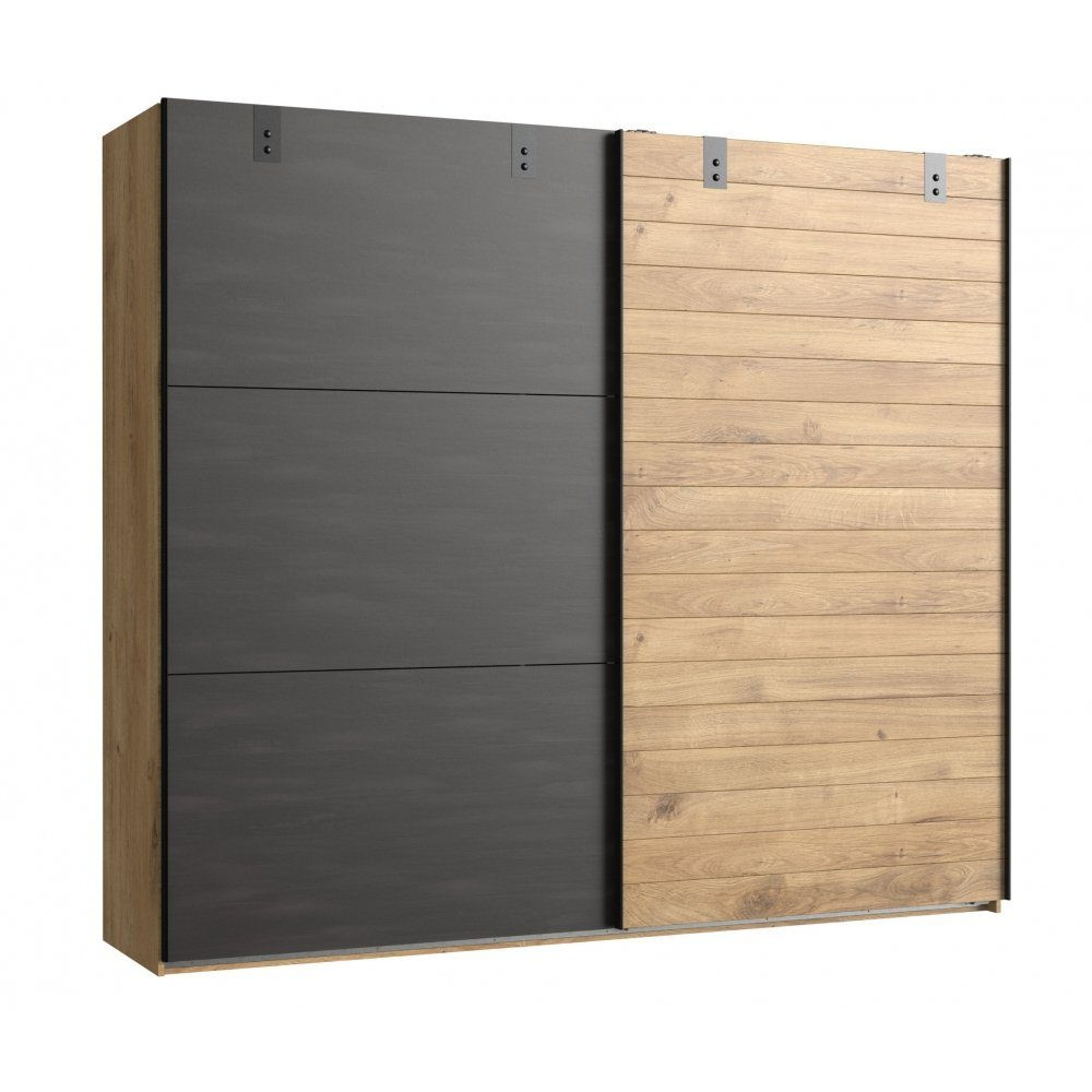 Schwebetürenschrank Kleiderschrank Detroit F99 841 In Plankeneiche  Nachbildung, Absetzung Raw Steel + Metall throughout Kleiderschrank Hardeck
