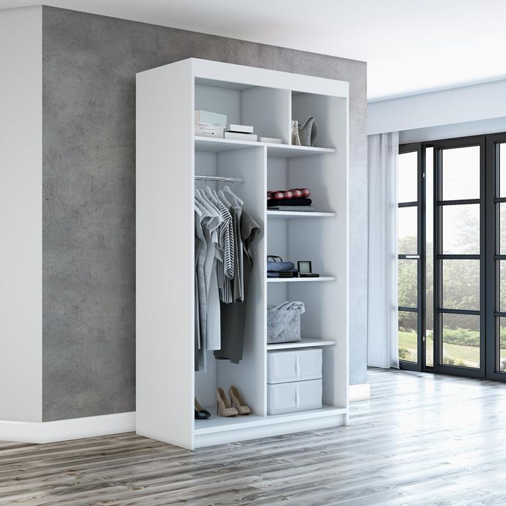 Schwebetürenschrank Kleiderschrank Era 120 Cm Schrank Garderobe  Spiegel.verschiedene Farben (Weiß, Schwarz, Somona). Möbel Vom Hersteller! inside Kleiderschrank 120