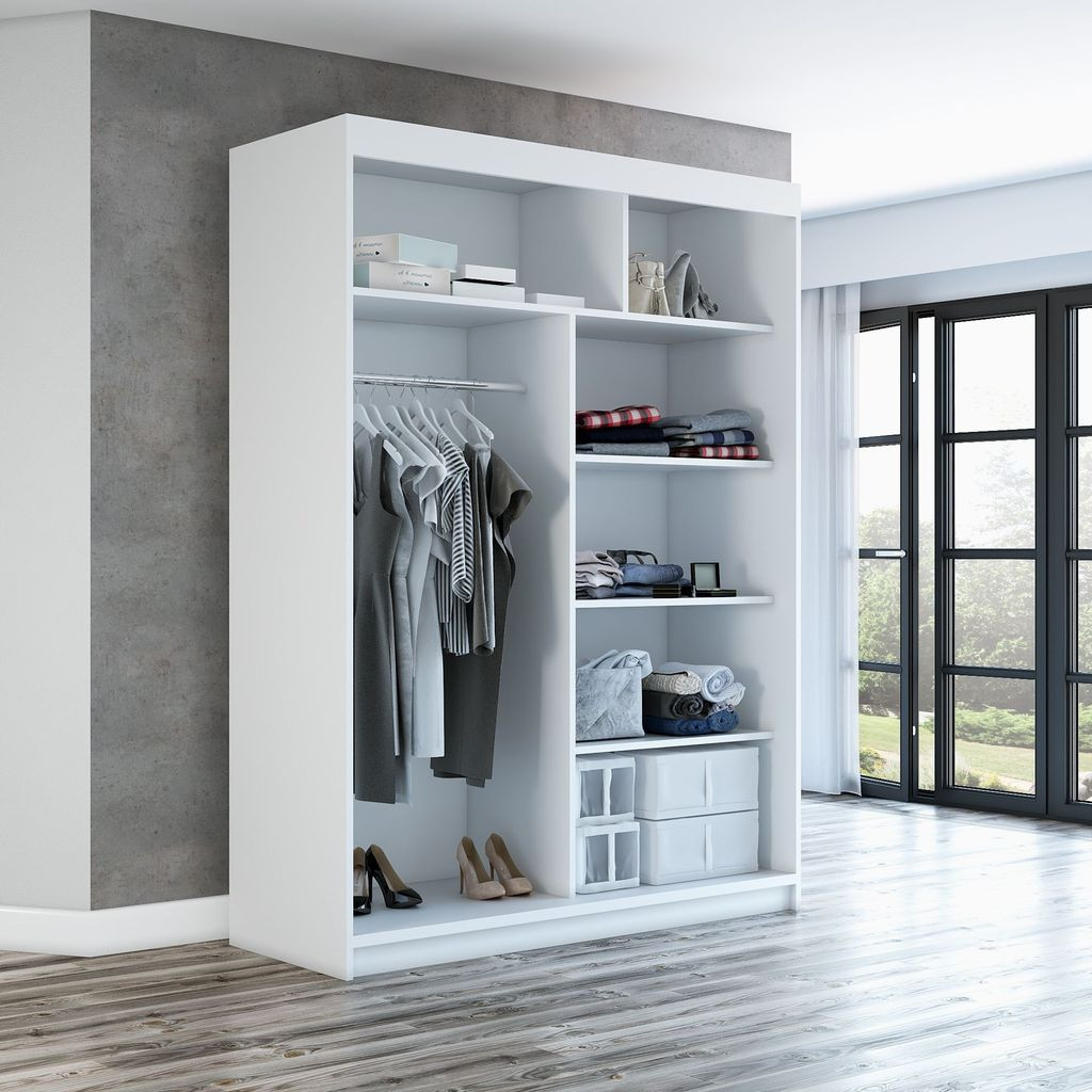 Schwebetürenschrank Kleiderschrank Gap 160 Cm Schrank Garderobe  Spiegel.verschiedene Farben (Weiß, Schwarz, Somona). Möbel Vom Hersteller! for Kleiderschrank 160 Cm Hoch