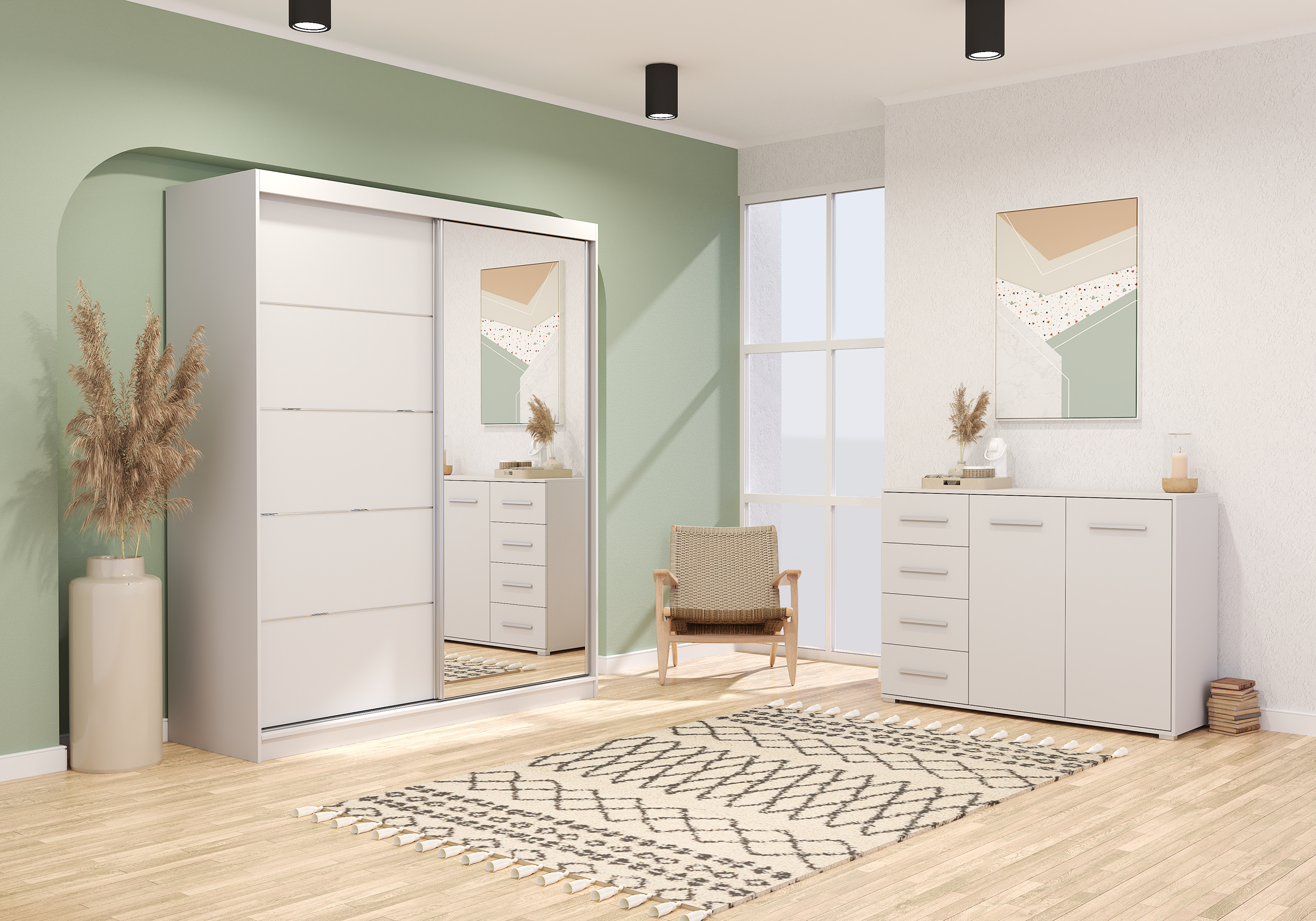 Schwebetürenschrank Und Kommode 2-Er Set Bella 03/Frida 01 - Möbel Online  Shop – Imoebel24.De with regard to Kleiderschrank Kommode