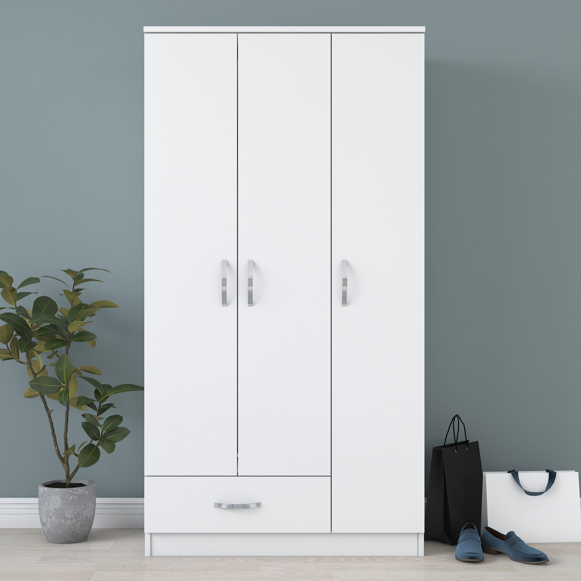 Stabiler Weißer Kleiderschrank Mit Schublade Und Einlegeböden with Weisser Kleiderschrank