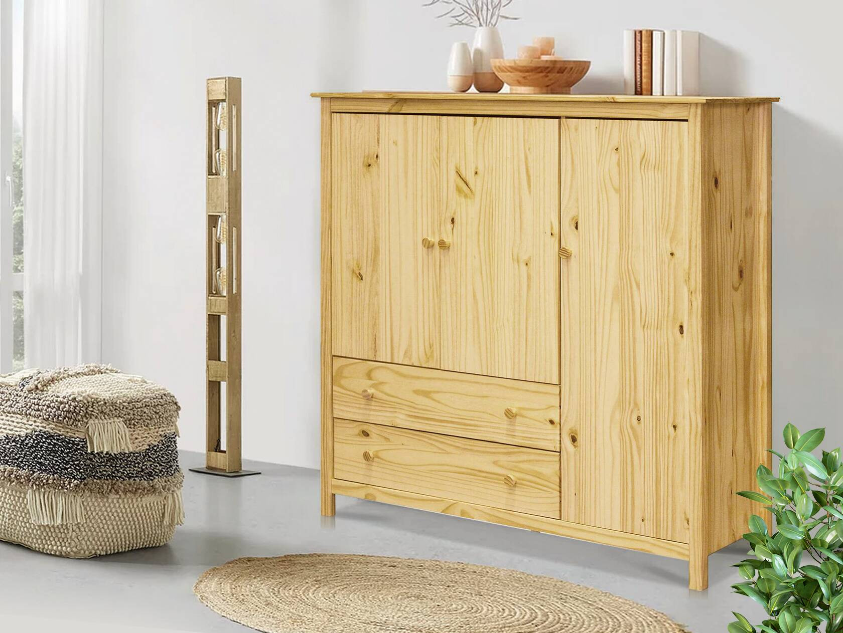 Tobino Kleiderschrank/Wäscheschrank 3Trg, Material Massivholz, Kiefer regarding Kleiderschrank Kommode