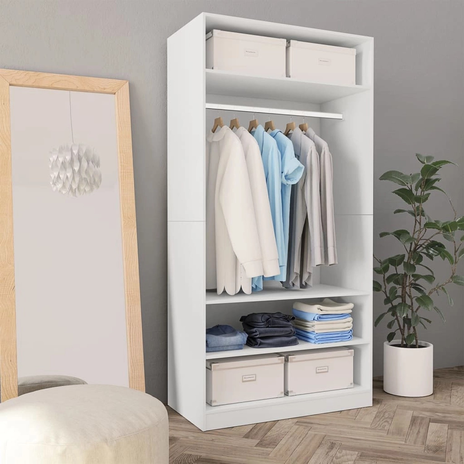 Vidaxl Kleiderschrank Weiß 100×50×200 Cm Holzwerkstoff regarding Kleiderschrank 50 Cm Tief