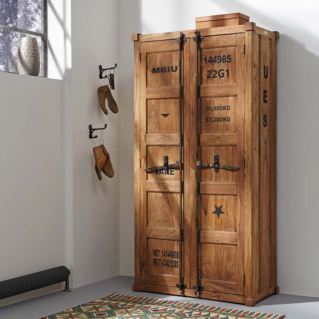 Wolf Möbel Container Hochschrank 90X45X180Cm Natur with Container Kleiderschrank